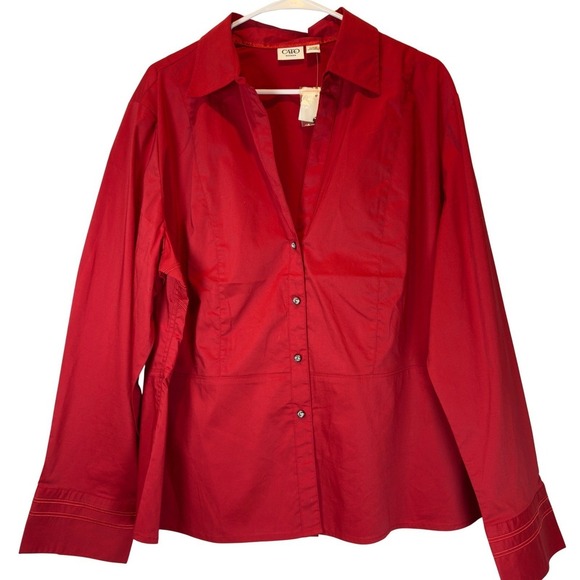 Cato Tops - NEW CATO Button Up Statement Top Blouse Plus 18 20 Embroidered Split Back Glam